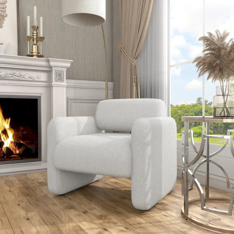 Fauteuil en tissu moderne à dossier rond, canapé une place rembourré.