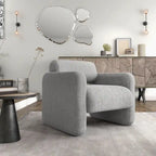 Fauteuil en tissu moderne à dossier rond, canapé une place rembourré.