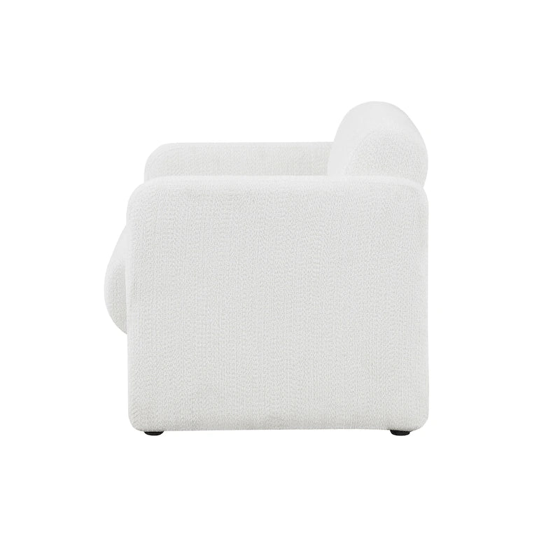 Fauteuil en tissu moderne à dossier rond, canapé une place rembourré.