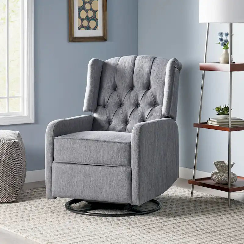 Fauteuil inclinable pivotant à oreilles capitonné