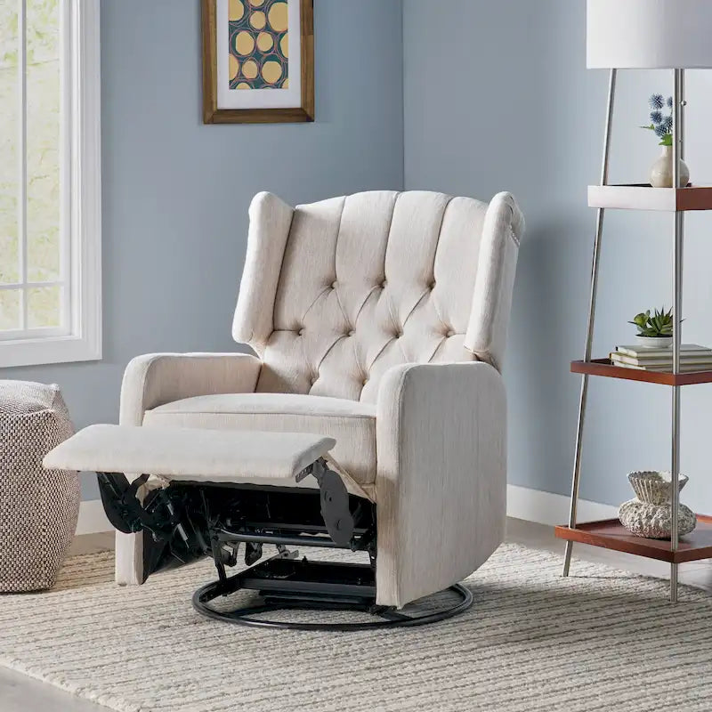 Fauteuil inclinable pivotant à oreilles capitonné