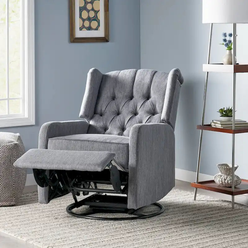 Fauteuil inclinable pivotant à oreilles capitonné