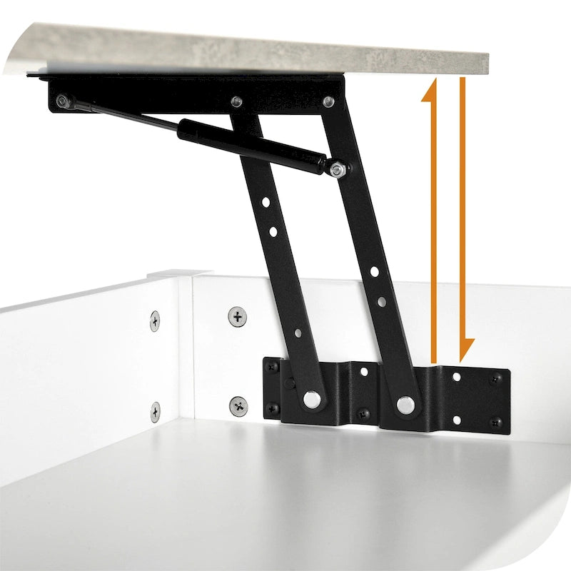 Table basse relevable en bois avec étagère de rangement et tiroirs