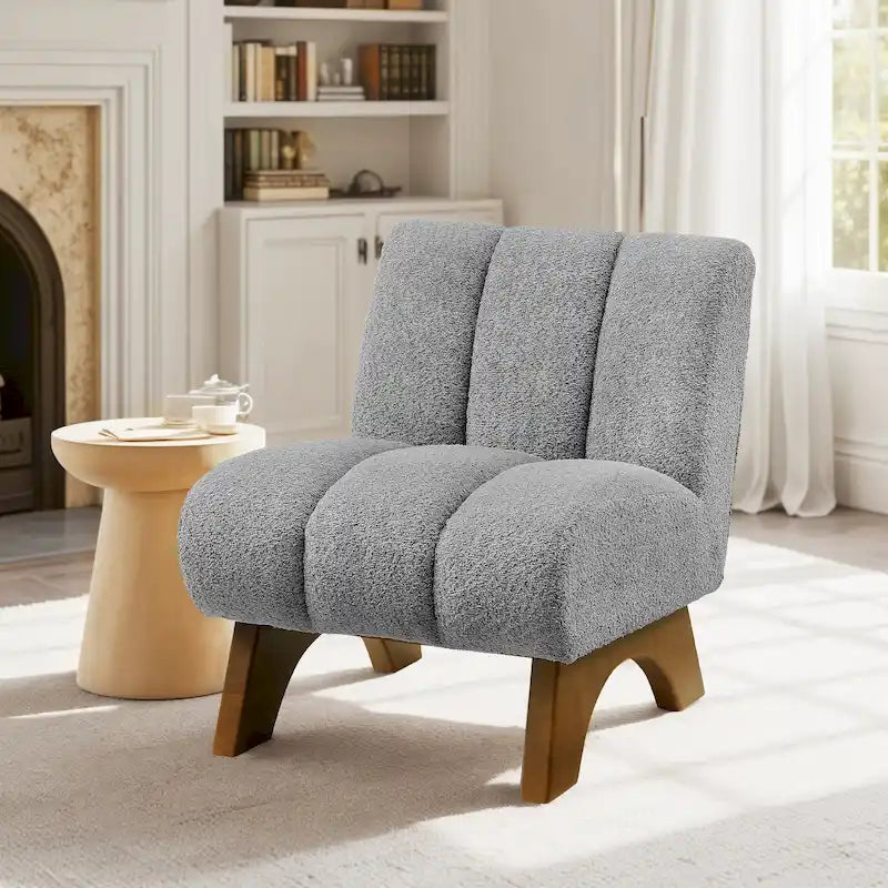 Fauteuil d'appoint moderne en bois et tissu