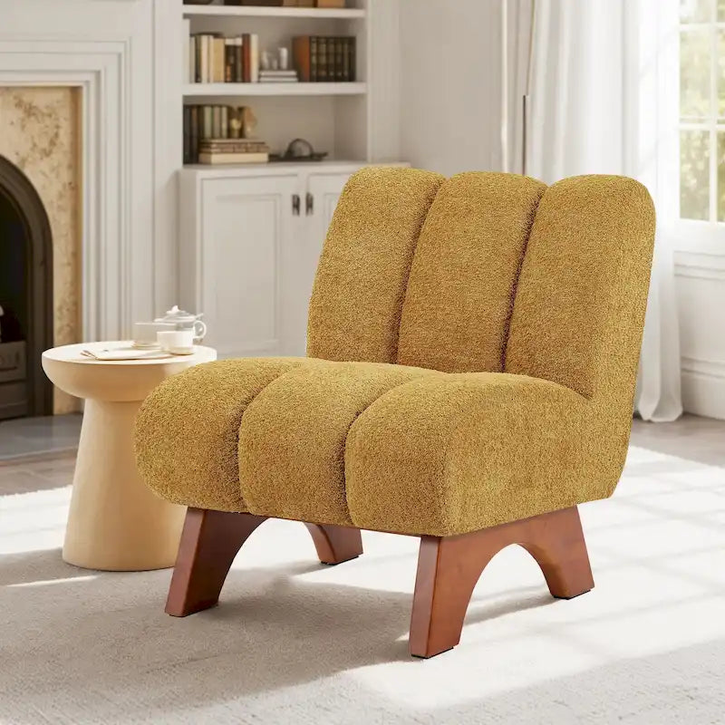 Fauteuil d'appoint moderne en bois et tissu