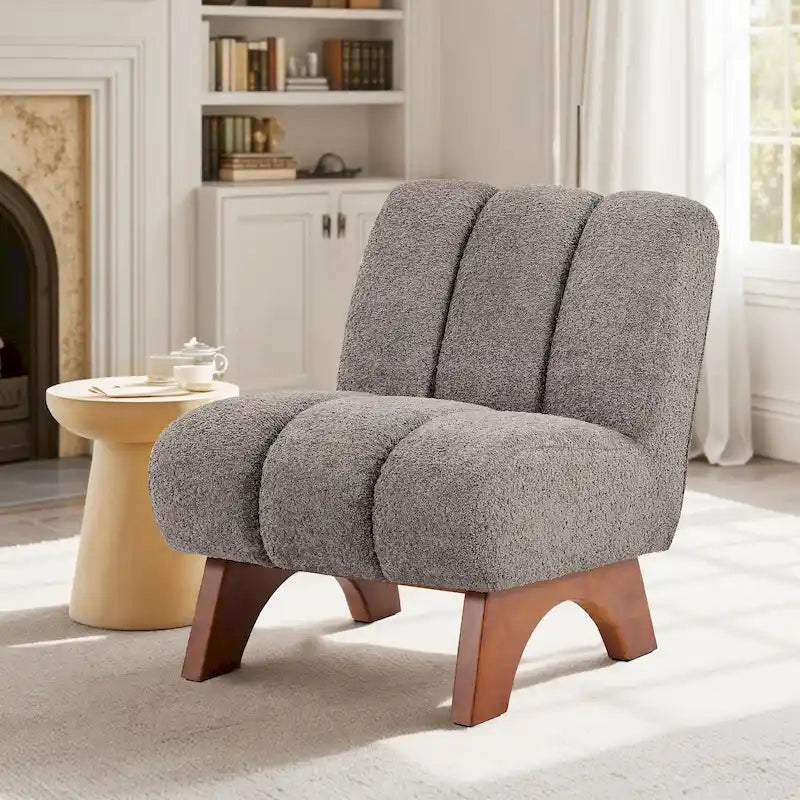 Fauteuil d'appoint moderne en bois et tissu