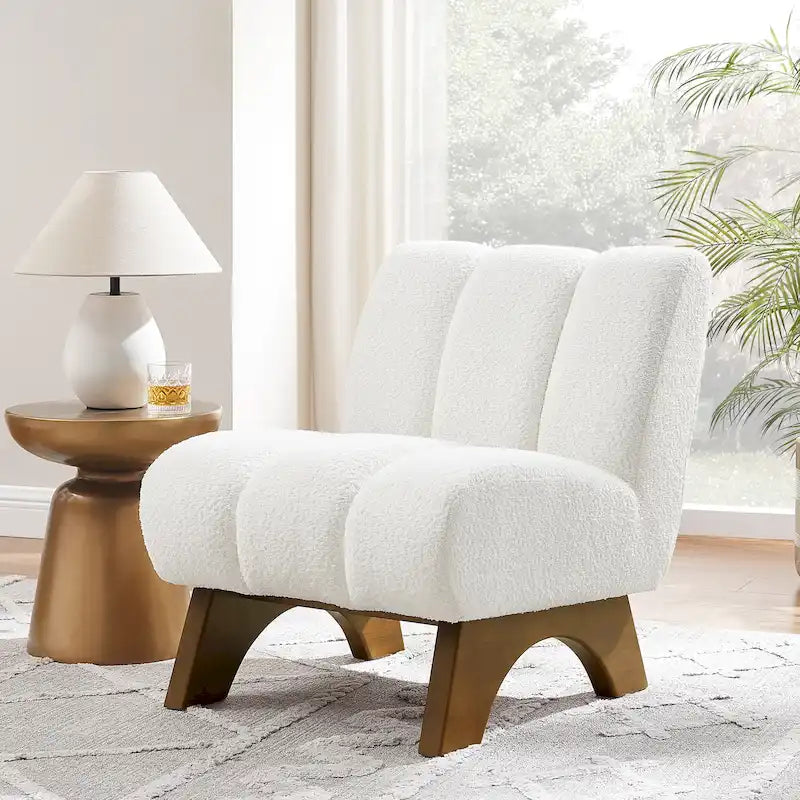 Fauteuil d'appoint moderne en bois et tissu