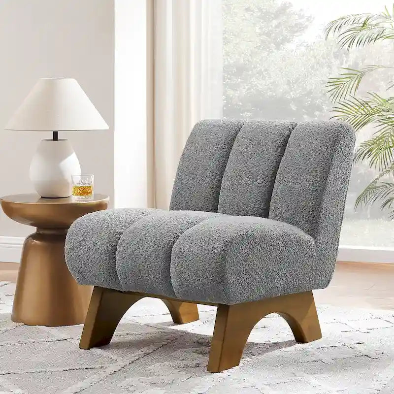 Fauteuil d'appoint moderne en bois et tissu