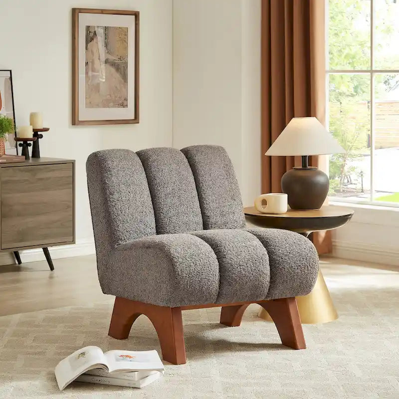 Fauteuil d'appoint moderne en bois et tissu