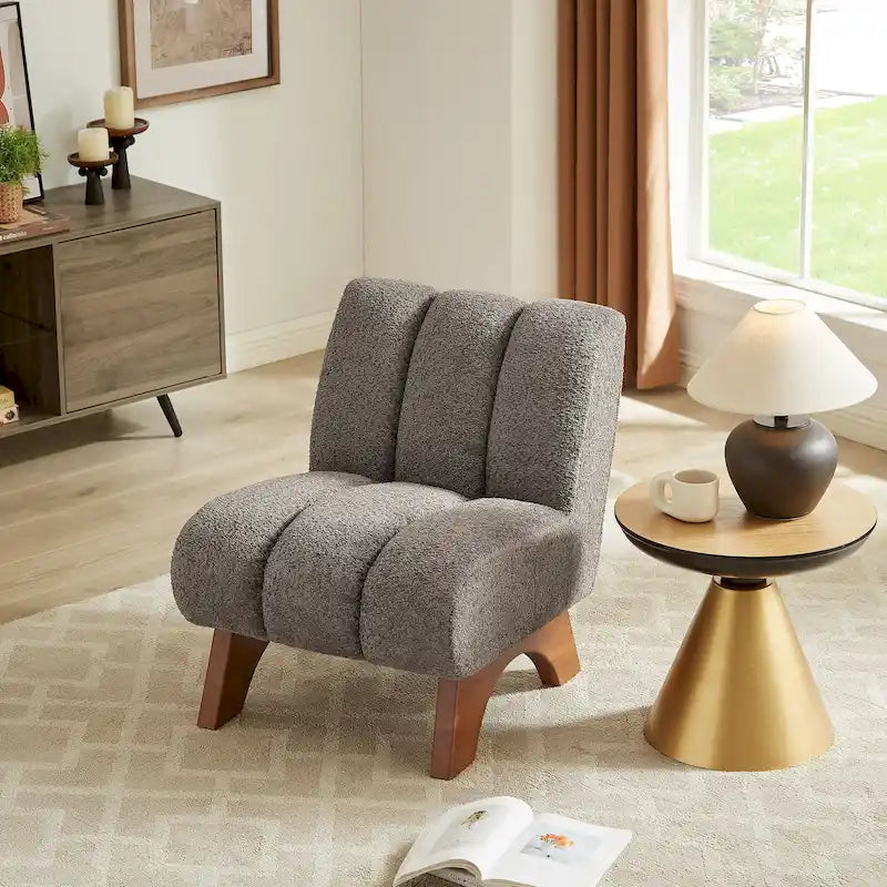 Fauteuil d'appoint moderne en bois et tissu