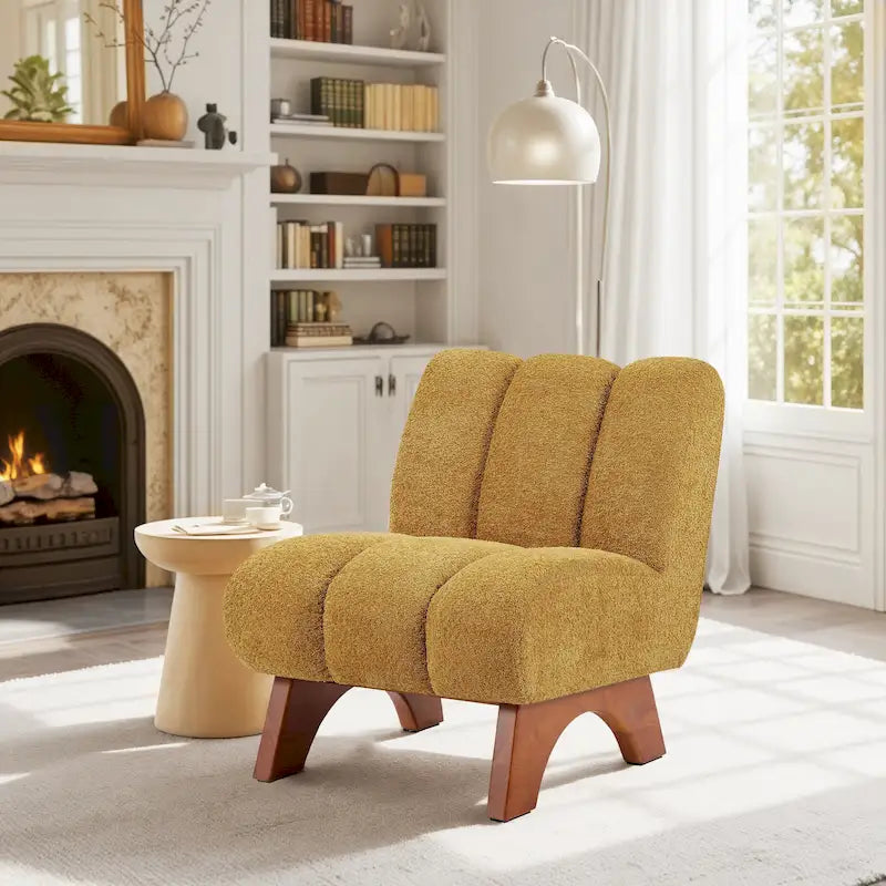 Fauteuil d'appoint moderne en bois et tissu