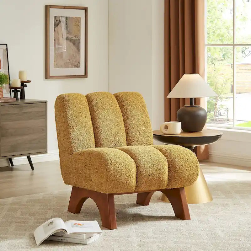 Fauteuil d'appoint moderne en bois et tissu