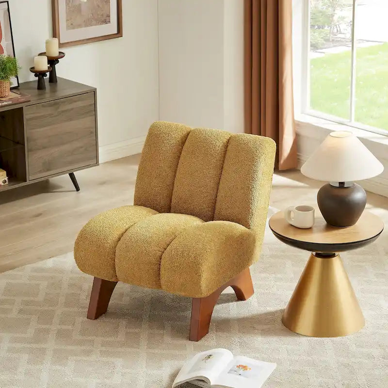 Fauteuil d'appoint moderne en bois et tissu