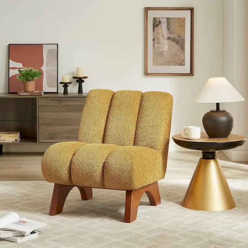Fauteuil d'appoint moderne en bois et tissu