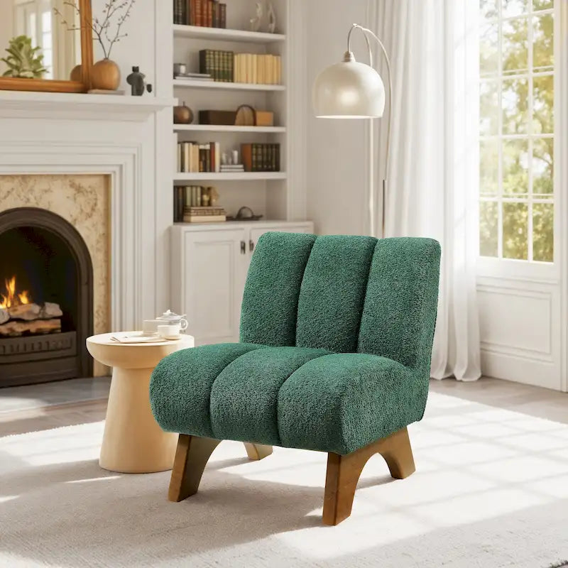 Fauteuil d'appoint moderne en bois et tissu