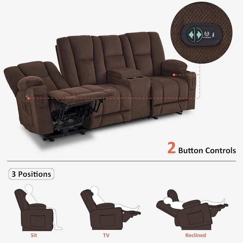 Canapé inclinable électrique avec massage et chaleur lombaire,