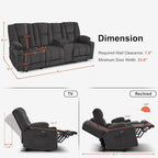 Canapé inclinable électrique avec massage et chaleur lombaire,