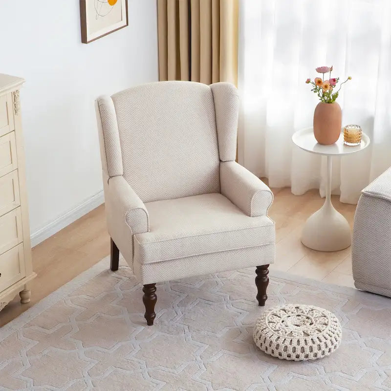 Fauteuil d'appoint avec pieds tournés et accoudoirs ronds