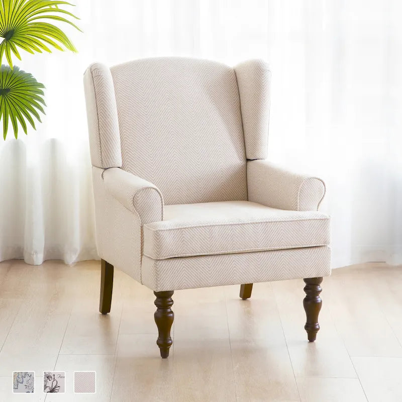 Fauteuil d'appoint avec pieds tournés et accoudoirs ronds