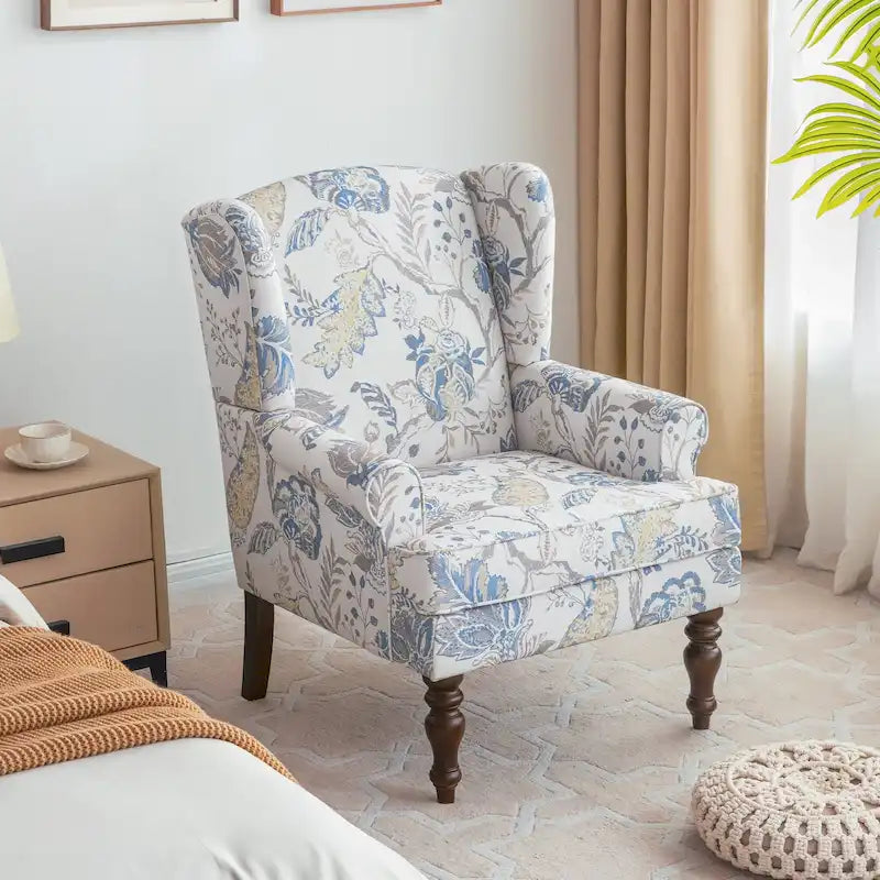 Fauteuil d'appoint avec pieds tournés et accoudoirs ronds