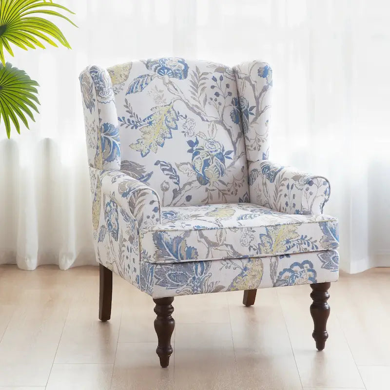 Fauteuil d'appoint avec pieds tournés et accoudoirs ronds