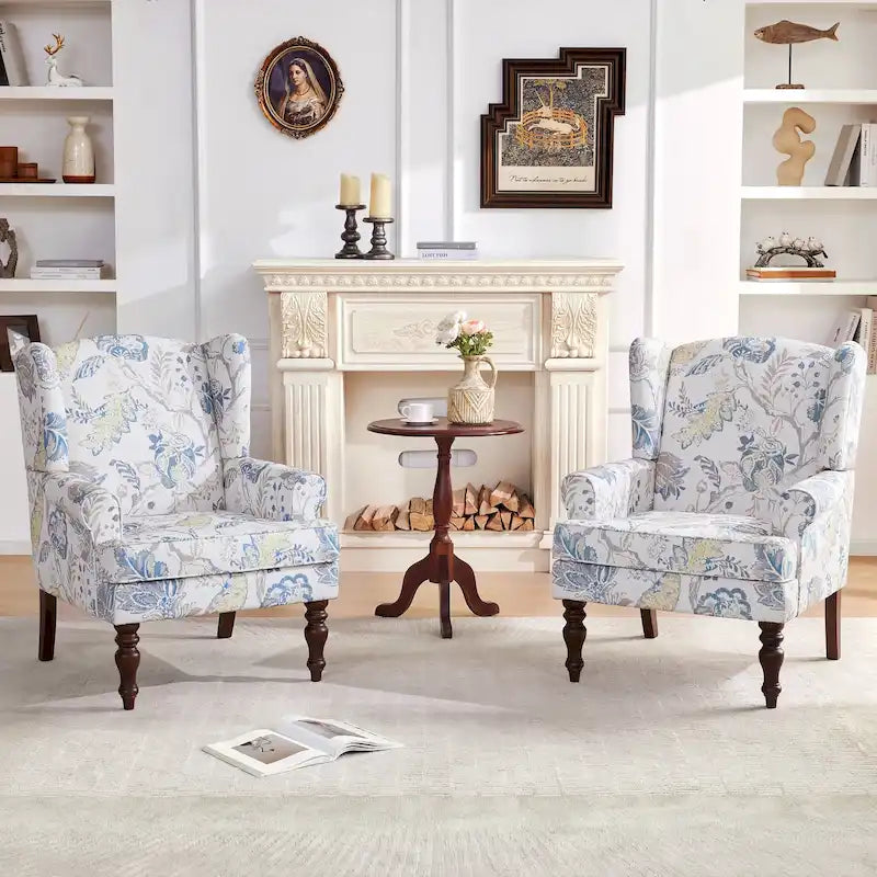 Fauteuil d'appoint avec pieds tournés et accoudoirs ronds