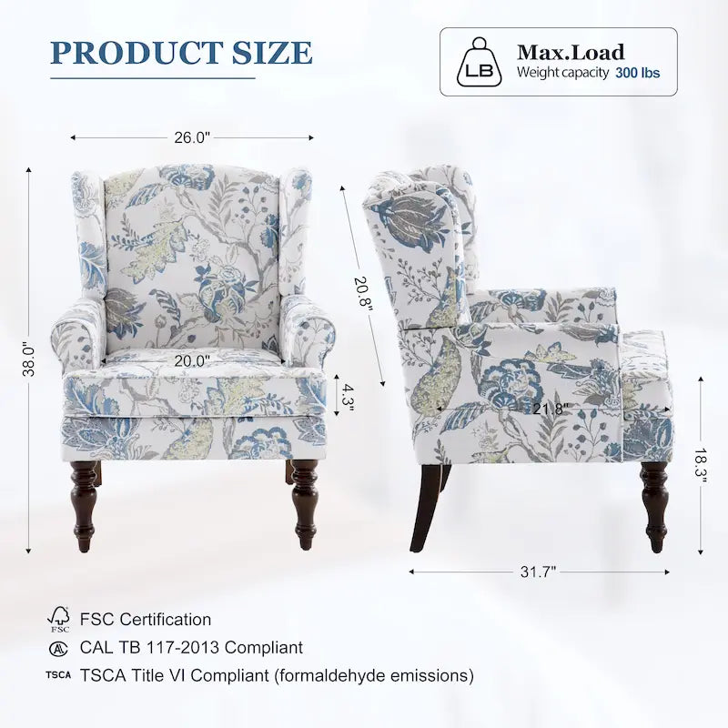 Fauteuil d'appoint avec pieds tournés et accoudoirs ronds