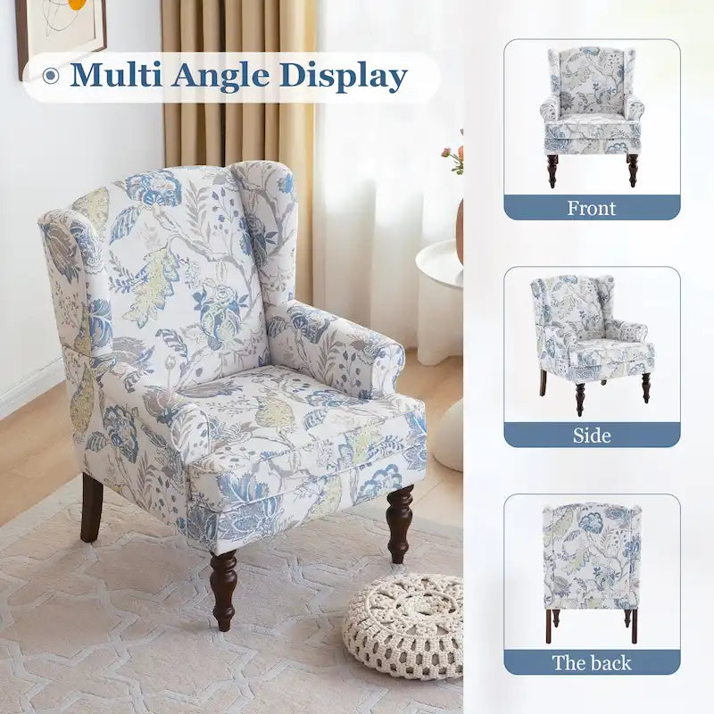 Fauteuil d'appoint avec pieds tournés et accoudoirs ronds