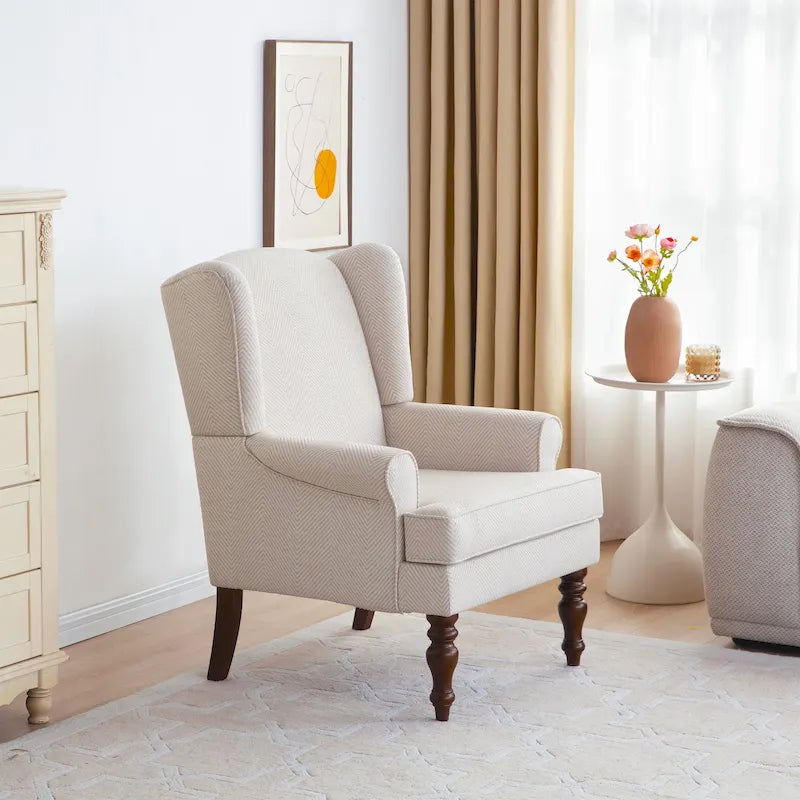 Fauteuil d'appoint avec pieds tournés et accoudoirs ronds