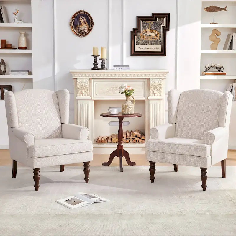 Fauteuil d'appoint avec pieds tournés et accoudoirs ronds