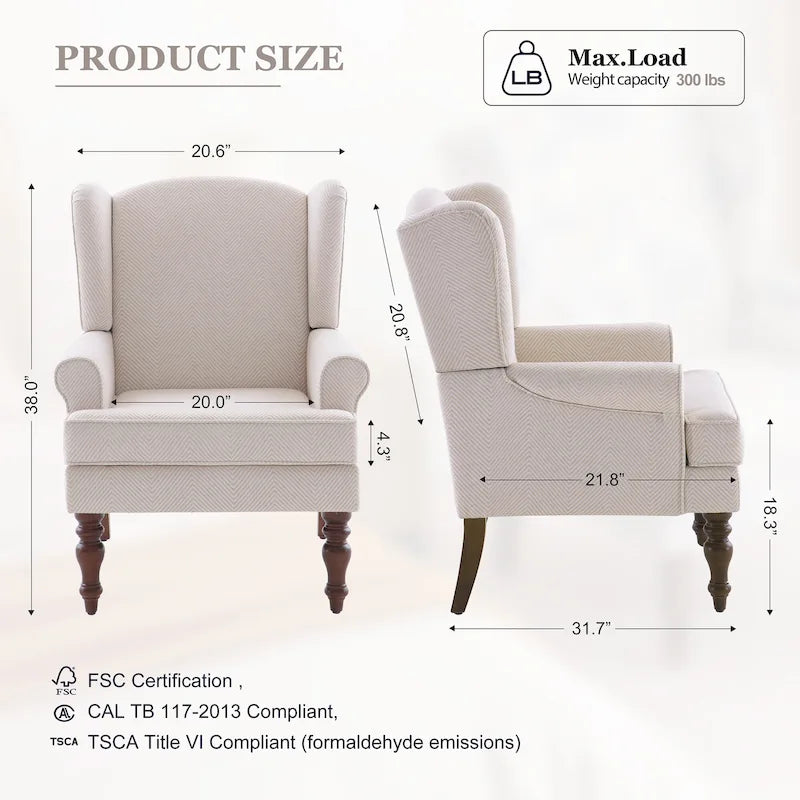 Fauteuil d'appoint avec pieds tournés et accoudoirs ronds