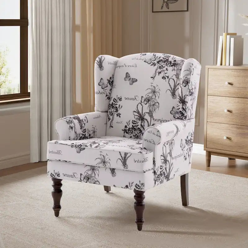 Fauteuil d'appoint avec pieds tournés et accoudoirs ronds