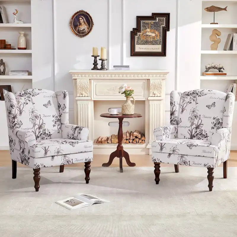 Fauteuil d'appoint avec pieds tournés et accoudoirs ronds