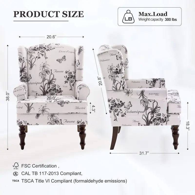 Fauteuil d'appoint avec pieds tournés et accoudoirs ronds