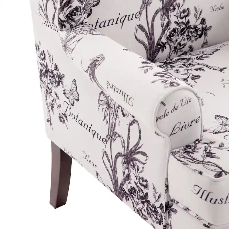Fauteuil d'appoint avec pieds tournés et accoudoirs ronds