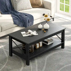Table basse de ferme avec rangement, table d'appoint à 2 niveaux pour le salon