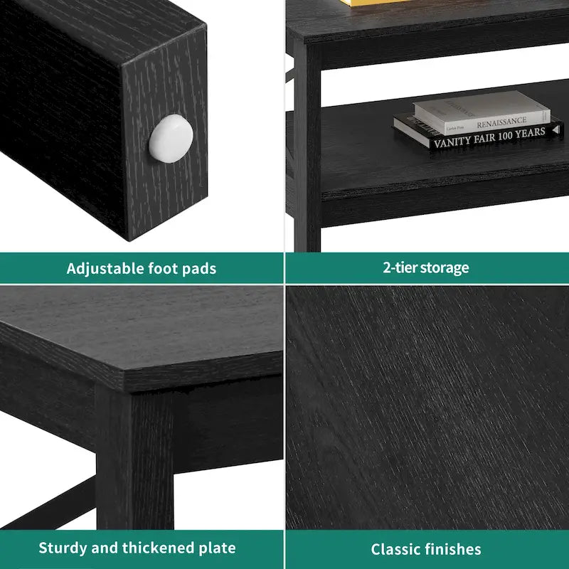 Table basse de ferme avec rangement, table d'appoint à 2 niveaux pour le salon