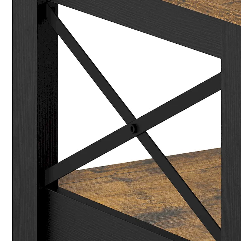 Table basse de ferme avec rangement, table d'appoint à 2 niveaux pour le salon