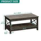 Table basse de ferme avec rangement, table d'appoint à 2 niveaux pour le salon