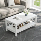Table basse de ferme avec rangement, table d'appoint à 2 niveaux pour le salon