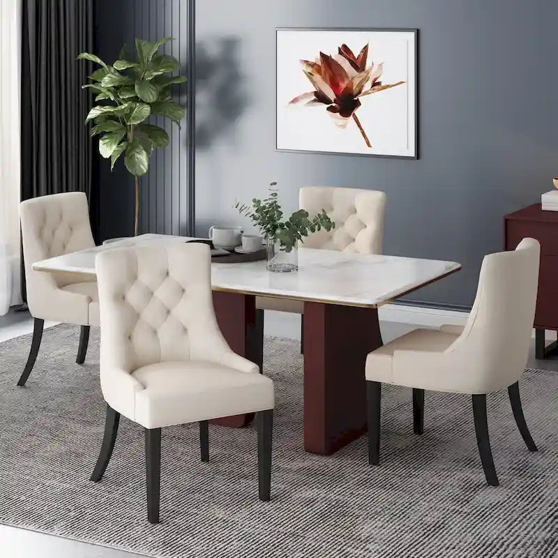 Chaises de salle à manger capitonnées modernes en tissu (lot de 4).