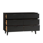 Commode 6 tiroirs en bois massif de style Mid-Century