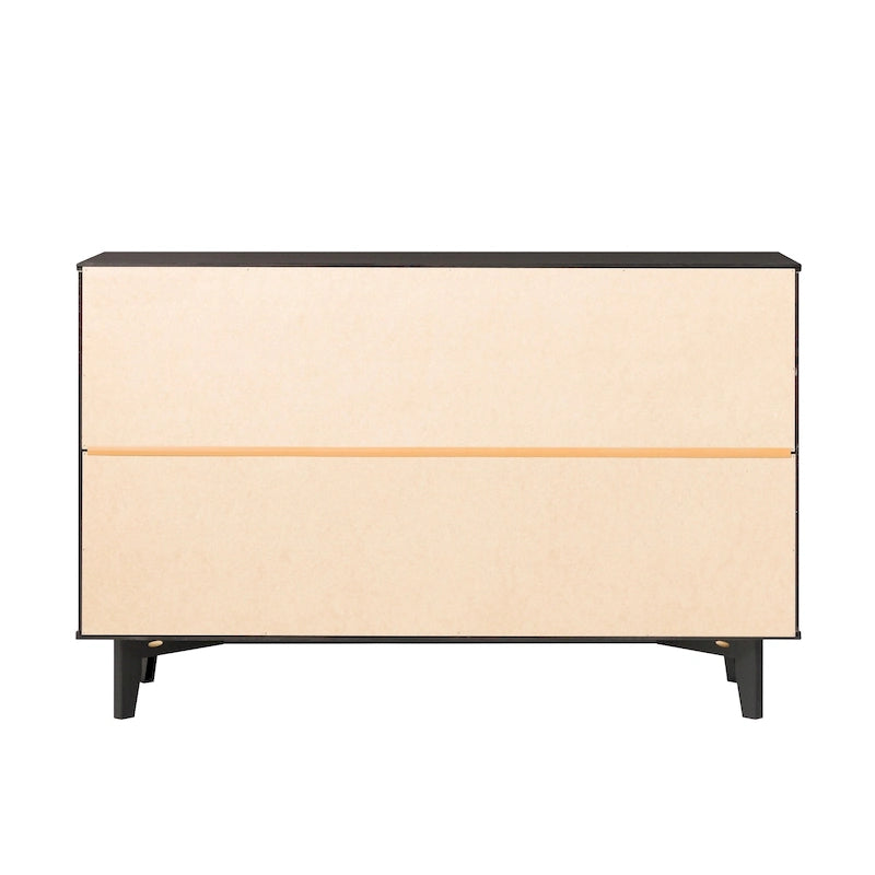 Commode 6 tiroirs en bois massif de style Mid-Century