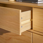 Commode 6 tiroirs en bois massif de style Mid-Century