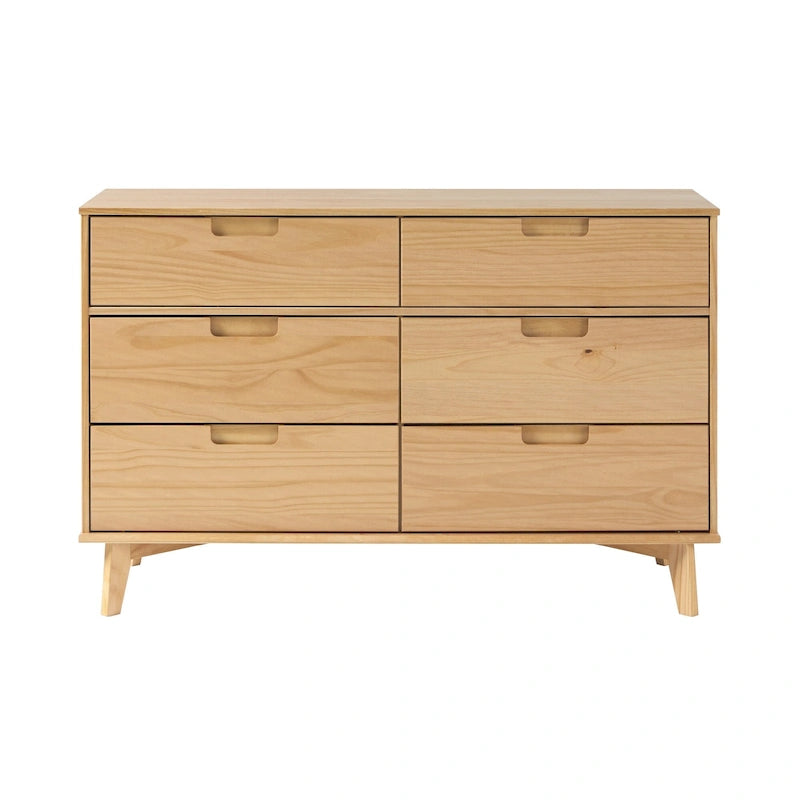 Commode 6 tiroirs en bois massif de style Mid-Century