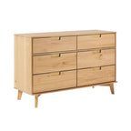 Commode 6 tiroirs en bois massif de style Mid-Century