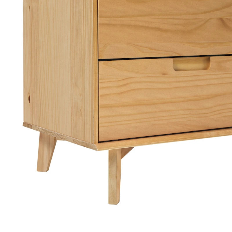 Commode 6 tiroirs en bois massif de style Mid-Century