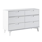 Commode 6 tiroirs en bois massif de style Mid-Century