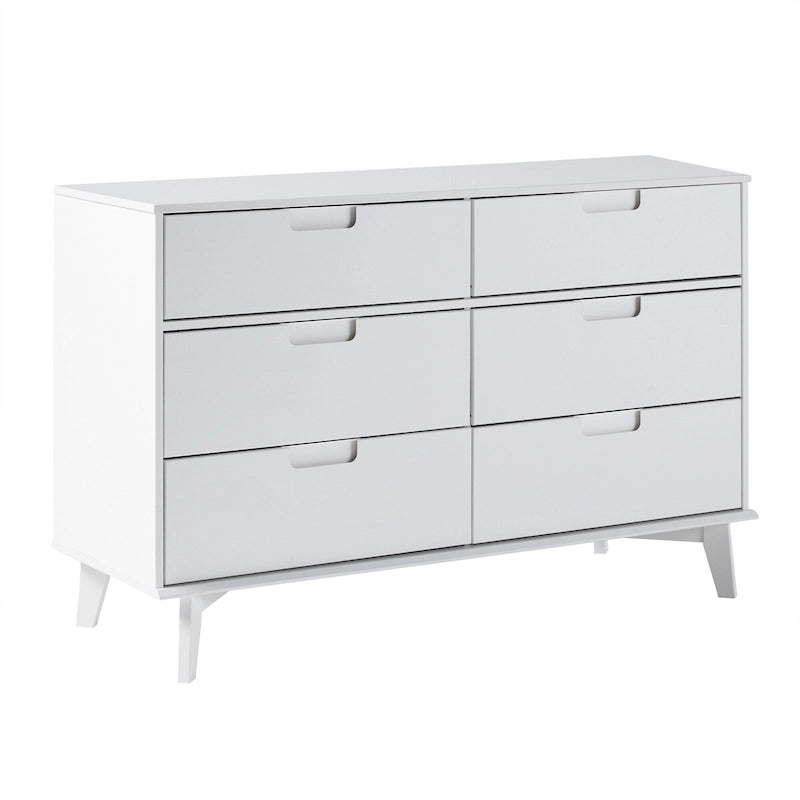 Commode 6 tiroirs en bois massif de style Mid-Century