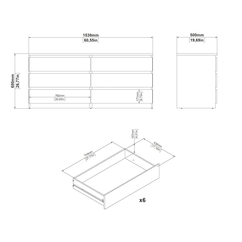 Commode double à 6 tiroirs